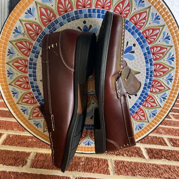 Vintage French Shriner Ronan Mens 10M Burgundy Penny Loafers Handcrafted main image 5
